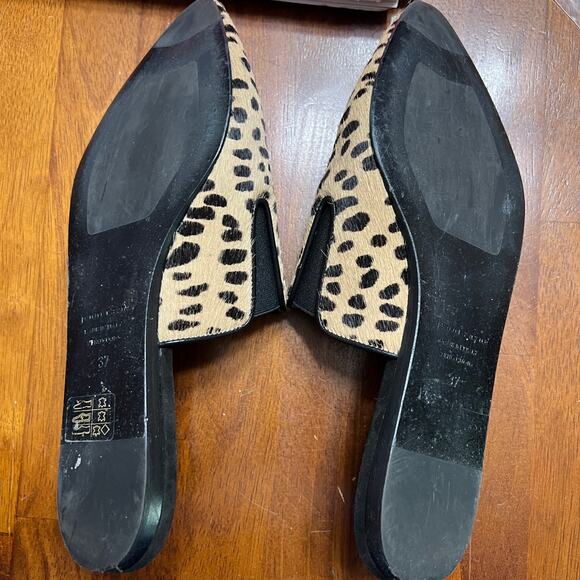 Jenni Kayne Leopard Animal Print Pointed Toe Pony Hair Mules Slip Ons Sz 37 US 7 - Picture 12 of 16